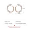 Elegant Leaf Shaped Hoop Earrings for Women Sparkling C Shape Statement Earrings for Party Wedding
