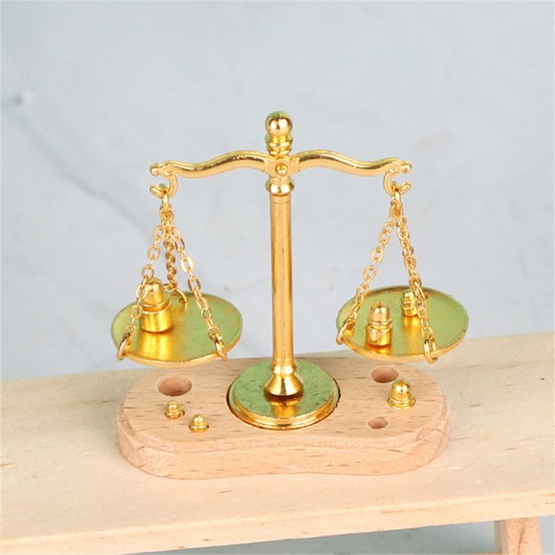 Educational Miniature Scale Toy for 1/12 Scale Doll House Antique Balance Scale Model Figure for Kids Pretend Play Game