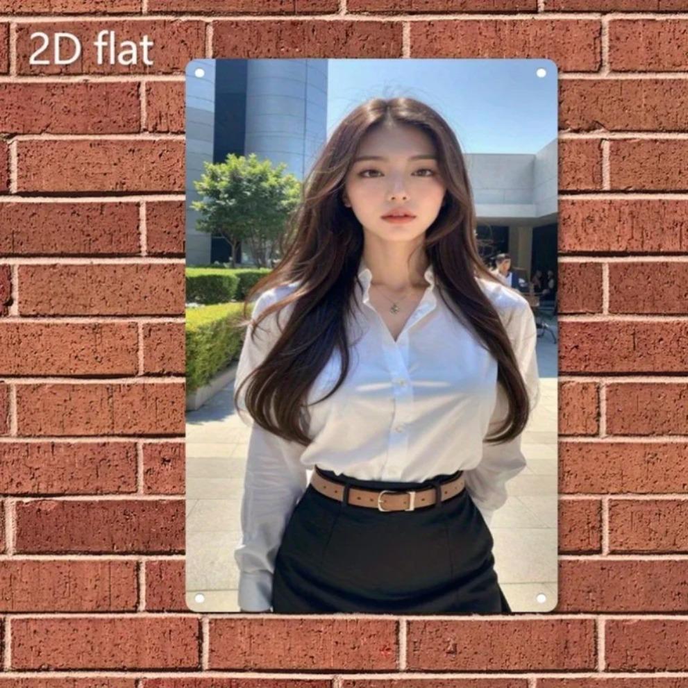 Metal Wall Art Minimalist Iron Portrait, 2D Elegant Home Office Decor for Cafe Bar