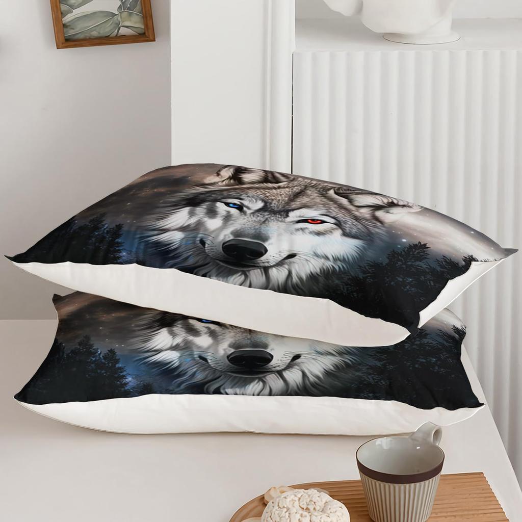 Night Forest Animal Wolf Three-piece Quilt Cover 3D Digital Printing Bedding Set Bed Cover