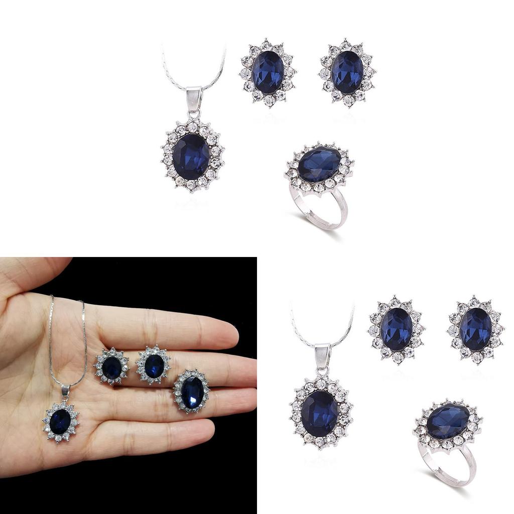 Fashion Sapphire Jewelry Set With Blue Rhinestone Decor For Women Spring