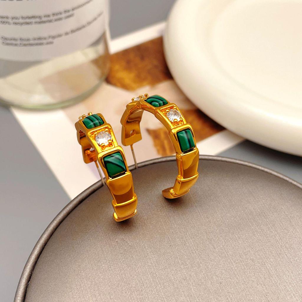 High-End Retro Enamel Zircon Earrings - Unique European & American Style