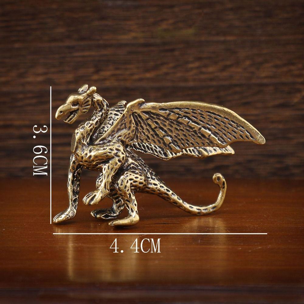 Solid Brass Pterosaur Statue Small Dragon Figurines  Home Desk Decorations