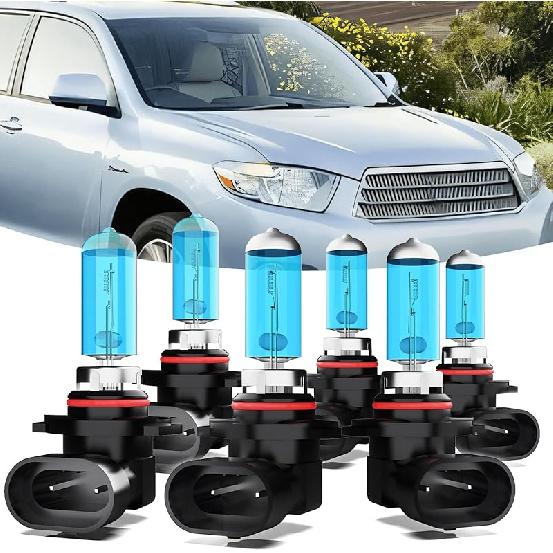 Headlights Fit For Toyota Highlander 2014-2019 Halogen Headlight Bulbs,9005/HB3/H10 High Beam+ H11/H8/H9 Low Beam+ h11 Fog Light Combo,Plug And