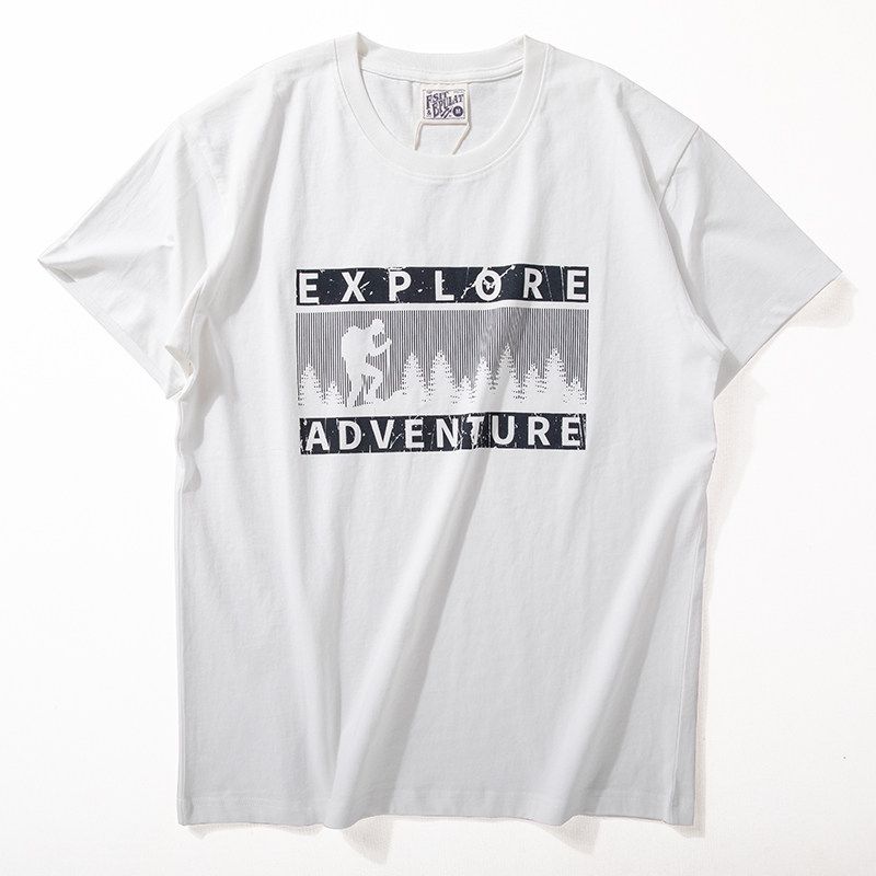 Short-Sleeved Men's Summer New Style Cotton Moisture-Absorbent and Breathable Half-Sleeved Personalized Printed Trendy Slim Casual Round-Neck T-Shirt