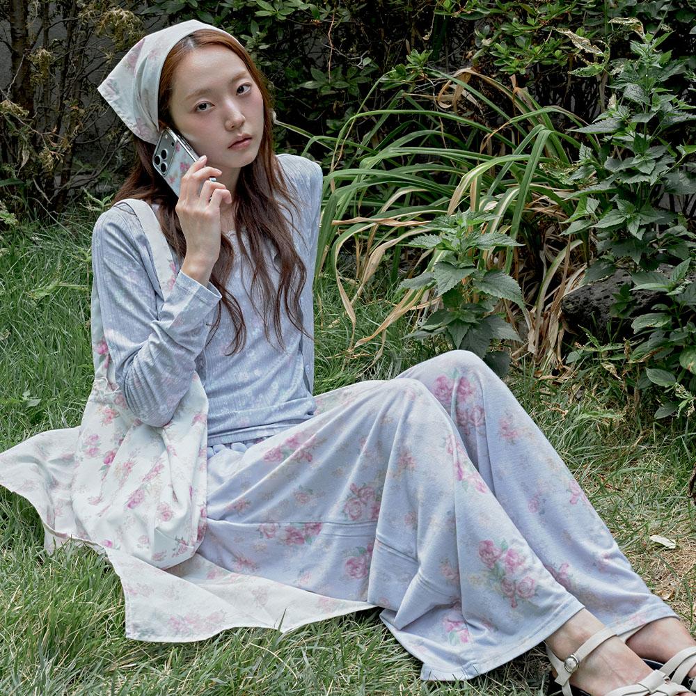 Myujeumudeu Rose Letter Wide Pants (Banding Pants)
