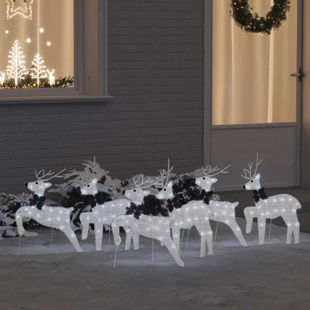 vidaXL LED Reindeer Set 6 pcs Silver Fabric