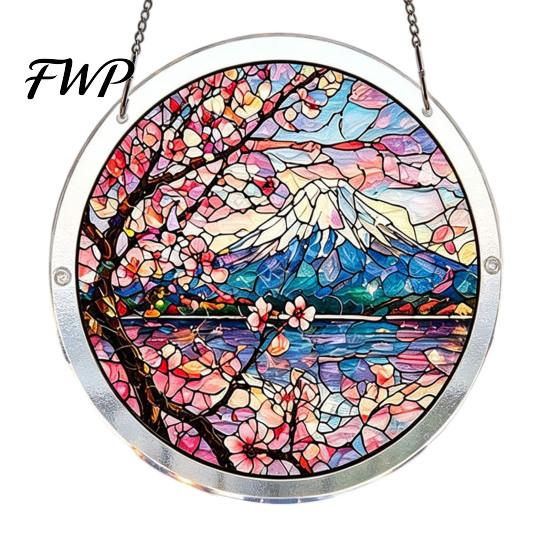 Irregular Shape Puzzle Pieces Acrylic Jigsaw Suncatcher Stained Glass Window Hanging Ornament DIY Puzzles Durable Metal Frame Sun Catcher Panel I