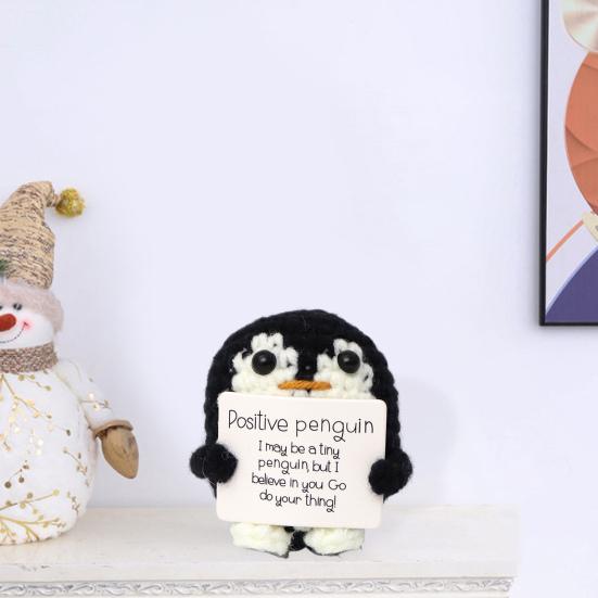 Positive Crochet Doll Handmade Crocheted Emotional Support Positive Animal Tabletop Ornament Birthday Gift for Family Friends Kids