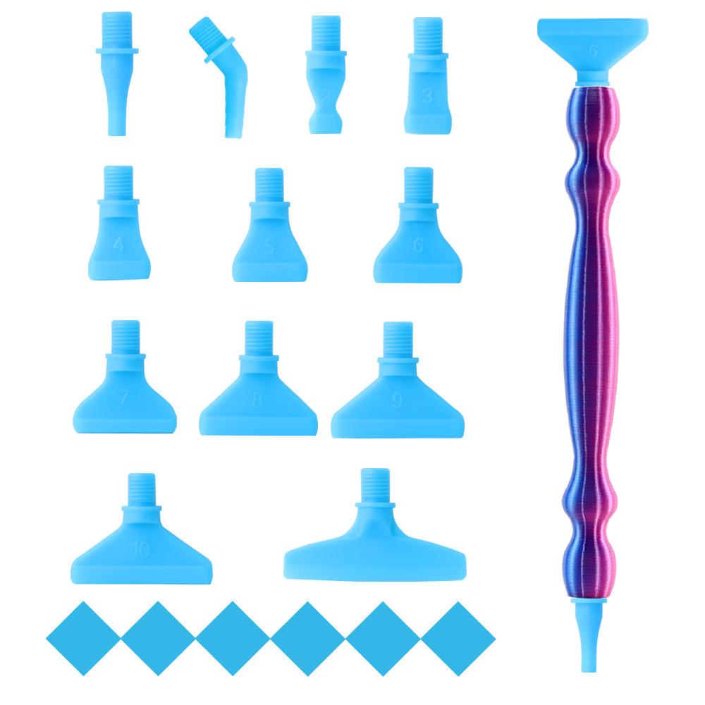 Diamond Painting Pen Kit with 12 Threaded Plastic Tips and Wax Pads Ergonomic Rhinestone Picker Tool for DIY Crafts and Nail Art