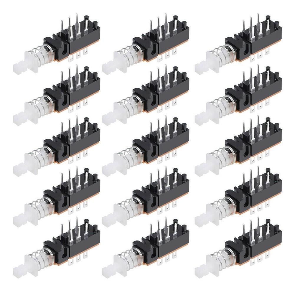 Push Button Switch DPDT 6 Pin 1 Position Self-Locking Black 15pcs