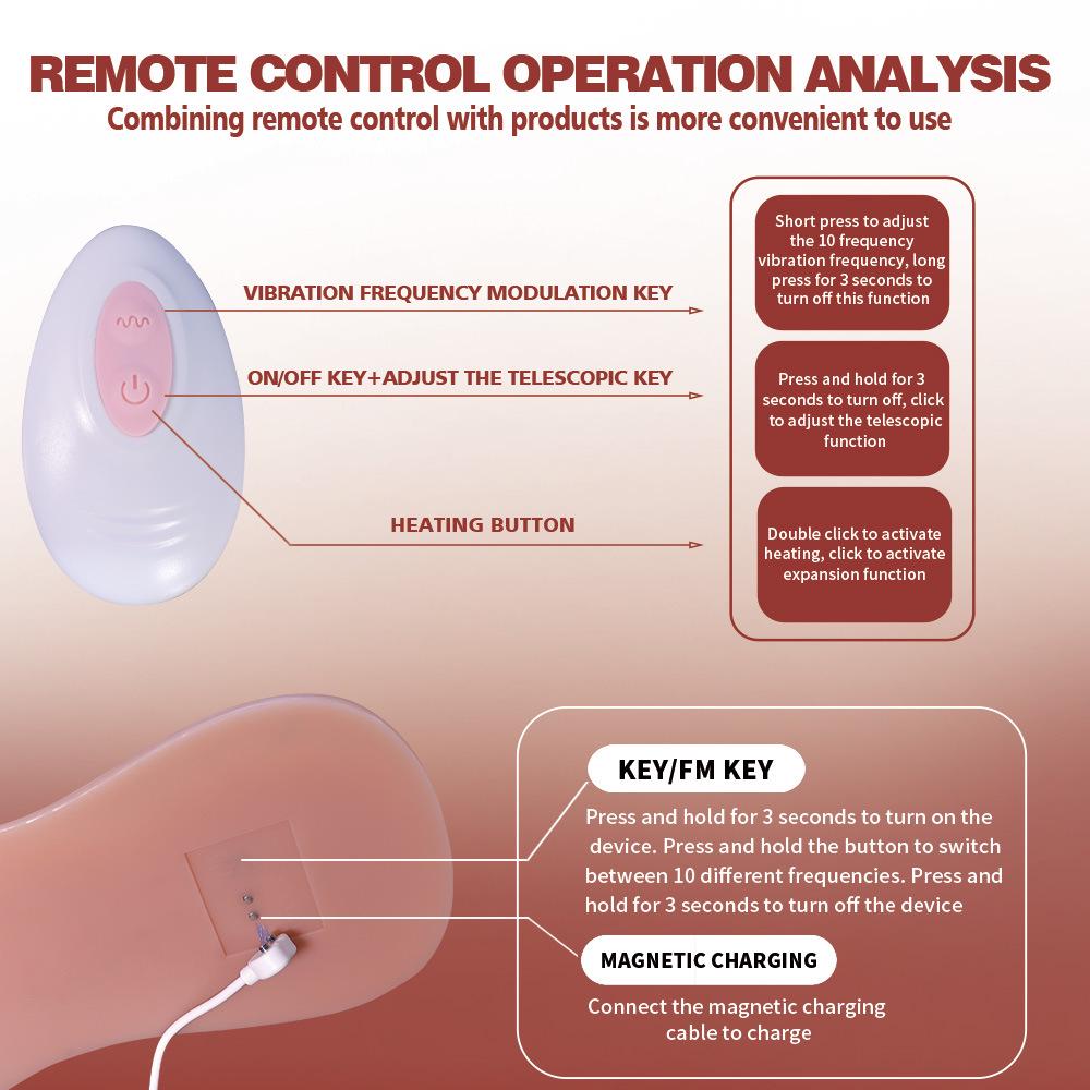 Retractable Vibrating Heating Wearable Female Masturbator