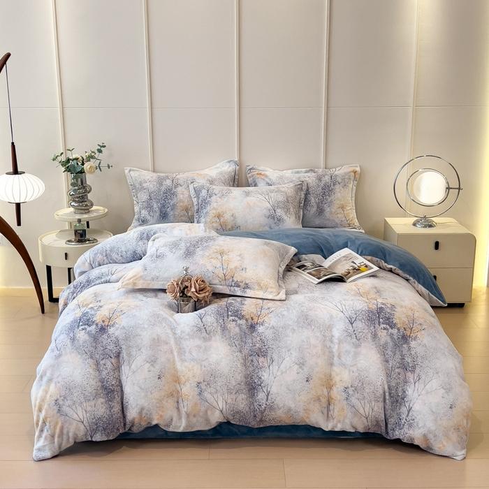 

new double-sided milk fleece quilt cover thickened winter fleece bedding warm quilt cover without sheet and pillowcase only 2pcs pillowcase