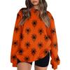 Women's Fashion Casual Long Sleeve Halloween Printed Neck Sweatshirt Top