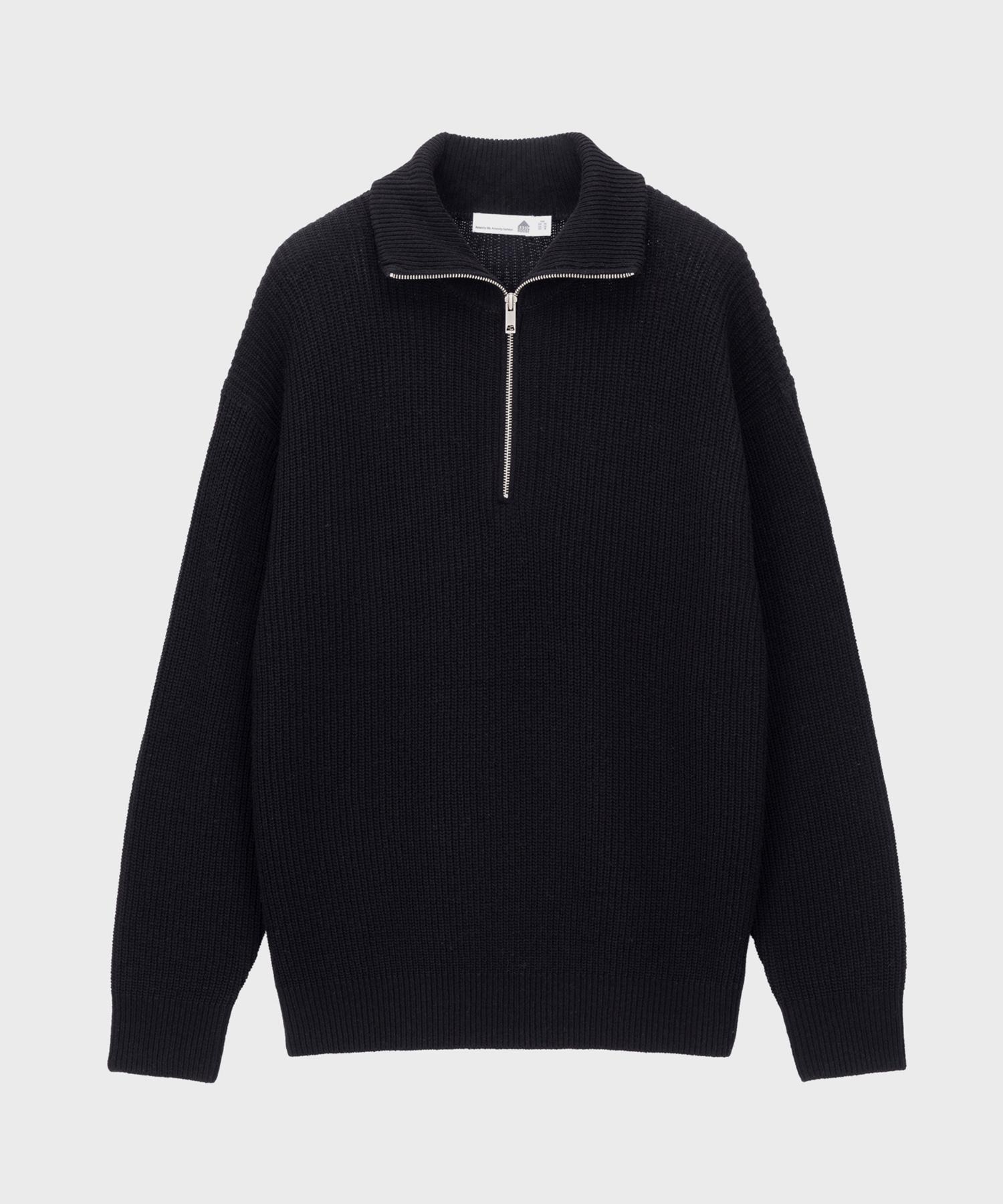 Basic House Uni Half-Zip Turtleneck Knit Black Lwkt7104 Bk/090