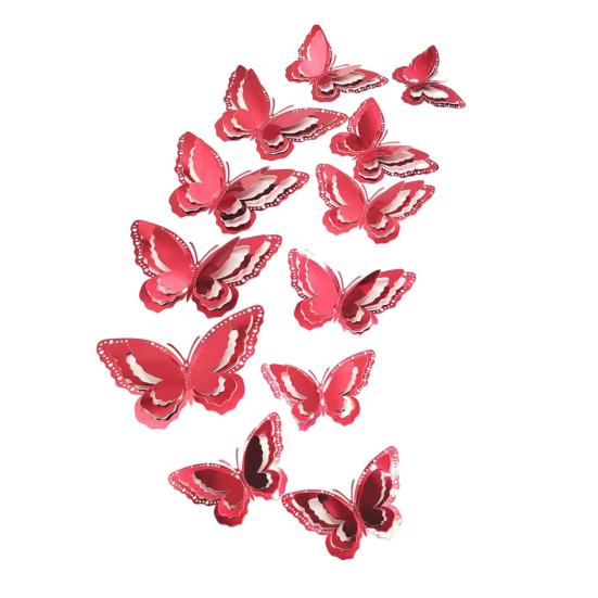 12 Pcs 3 Layers Wing Butterfly Wall Decor Removable 3D Hollow Butterfly Wall Decals for Crafts Home Bedroom Baby Shower Birthday Party Cake Decoration