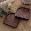 Black Walnut Solid Wood Square Coaster for Coffee Cups and Teapots, Unpainted with Logo.