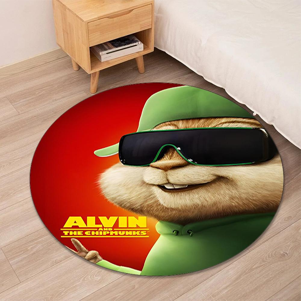 Alvin a Chipmunkové Tištěný Kulatý Koberec Kobereček Pod Křeslo Koberec do Obývacího Pokojí Vstupní Rohožky, pro Kancelářské Křeslo Obývací Pokoj Ložnici Kuchyňský Kout.