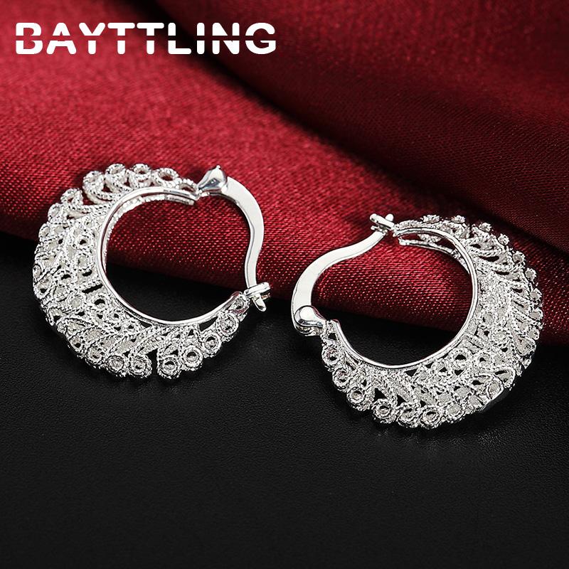 Nieuwe Trend 925 Sterling Zilver Fijne Holle Ronde Creolen Voor Mode Vrouwen Charme Feest Sieraden Cadeau Punk Oorbellen