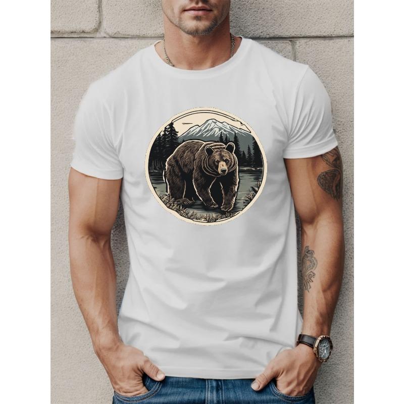 Bear Men's Short Sleeve T-shirt Summer T-shirt Top,Casual ,Round Neck Tee for All Seasons