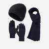 Thick Velvet Warm Windproof Three-Piece Set Big Head Circumference Knitted Hat Long Scarf Touch Screen Gloves