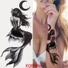 1 PC 210*114MM  Mermaid Temporary Tattoo For Women Men Realistic Fox Lion Flower Tattoos Sticker Back Arm Disposable Death Skull Fake Tatoo