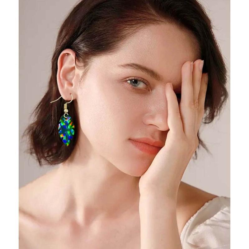 Holographic Leaf Earrings Silicone Mold Ear Drops Crystal Epoxy Resin Mould DIY Ear Rings Jewelry Making Tools for Party