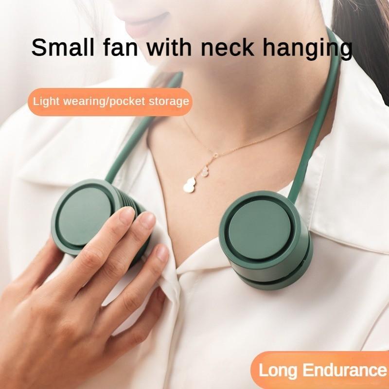 118*59*42mm Silicone High-capacity Battery Fan Portable USB Charging Small Fan Mini Leaf Less Neck Hanging Fan