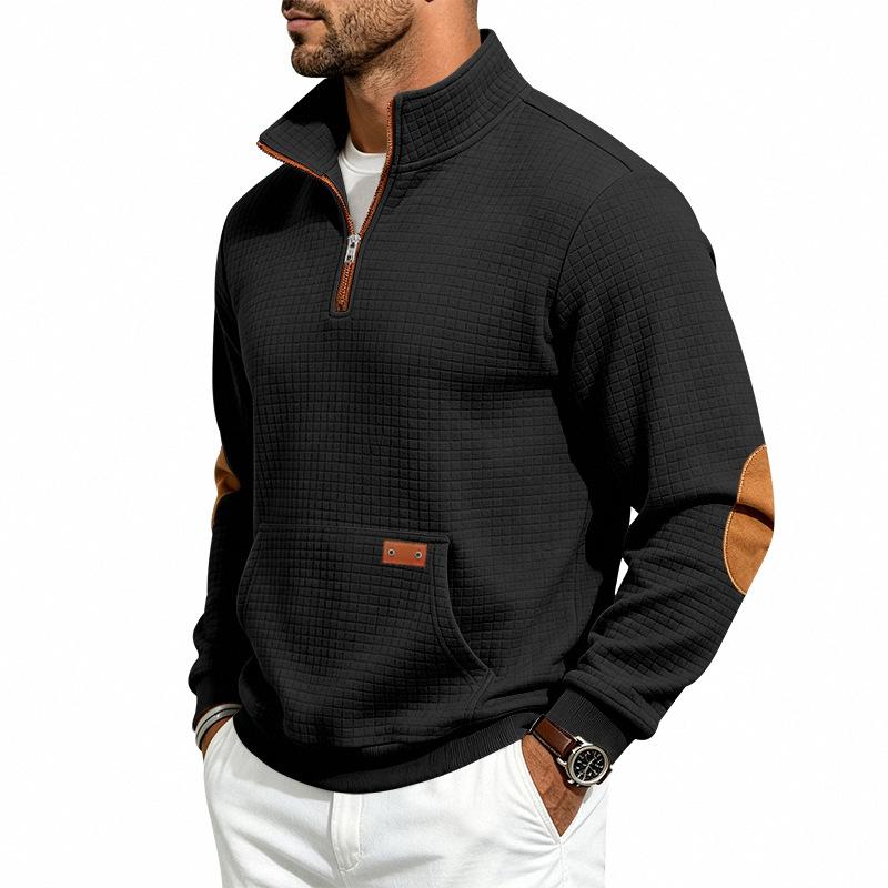 Men's Vintage Half Zip Sweatshirt Stand Collar Relaxed Fit Casual Autumn Winter Pullover