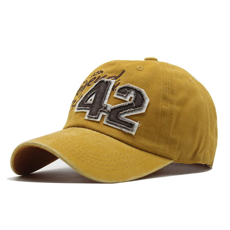 Spring And Summer Men'S And Women'S Outdoor Baseball Caps Number 42 Embroidered Washed Retro Sunshade Cap