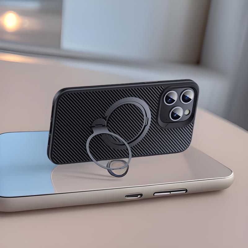 

Чехол-кронштейн с магнитным поворотом из углеродного волокна для iPhone 15 14 Pro Max и 12 iPhone 15 Plus/14 Plus чёрный