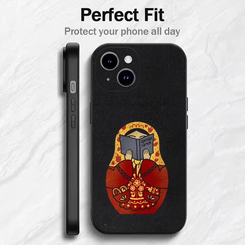 Matryoshka Art Russian Phone Case For 17 16 15 14 13 12 11 Mini XS XR X 6S 6 Pro Max Plus Black Soft Cover