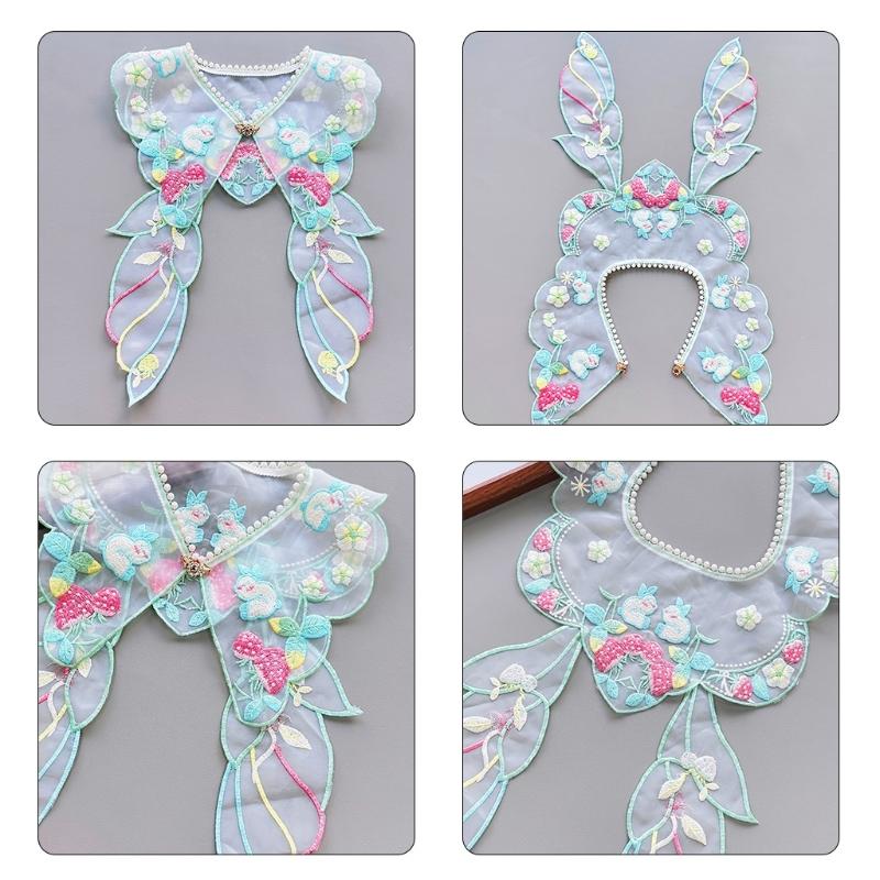Fairy Hanfu Collar False Collar Yunjian Embroidery Rabbit Detachable Collar Traditional Chinese Hanfu Accessories
