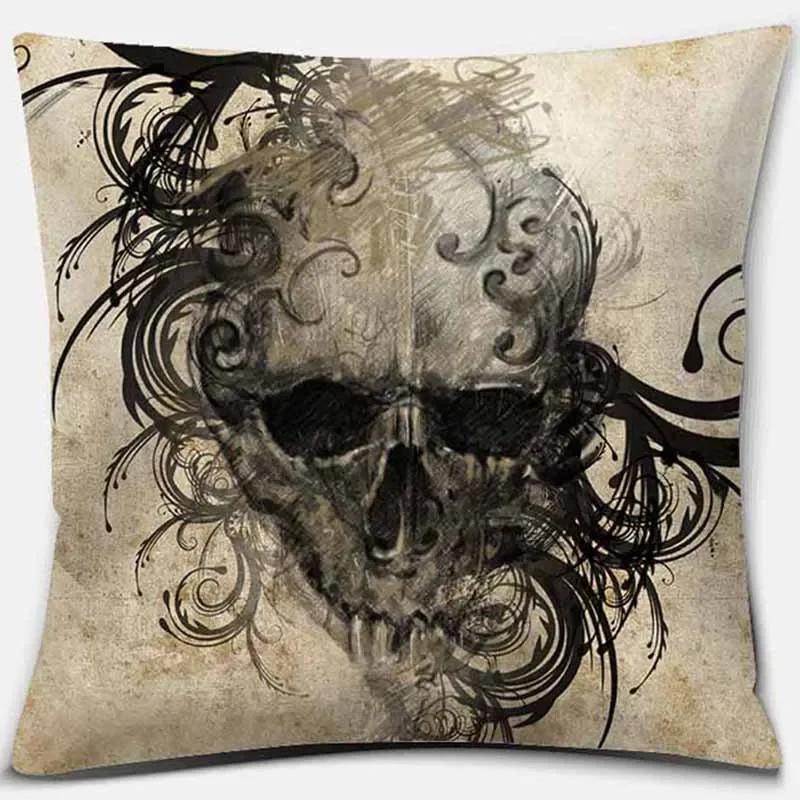 Fashion Skull Flower Series Pattern Printed Soft Square Pillowslip Polyester Cushion Cover Pillowcase Living Room Home Decor