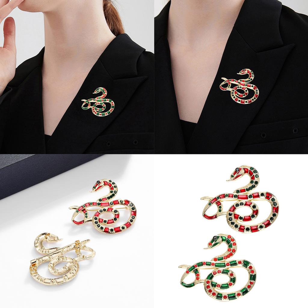Rhinestone Snake Brooch Enamel Lapel Pin Nonfade Charm Suit Pin For Everyday Use And Festival Formal Event Cultural Gift