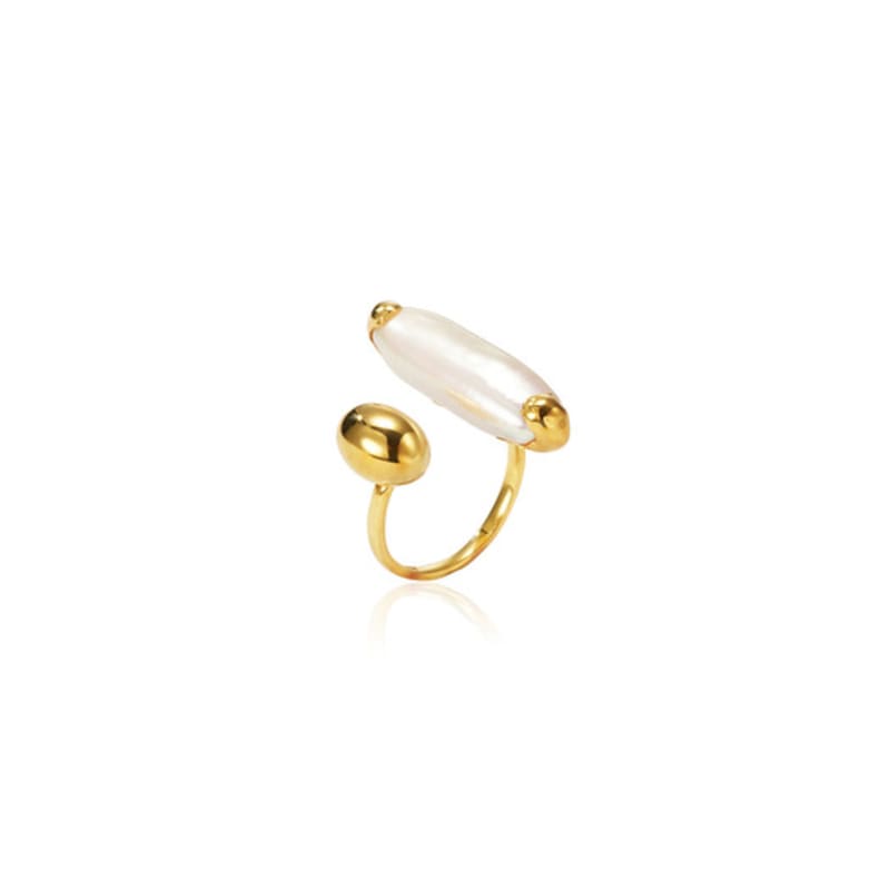 FINDELISE 925 Freshwater Pearl Unbalanced Twist Chain Ring