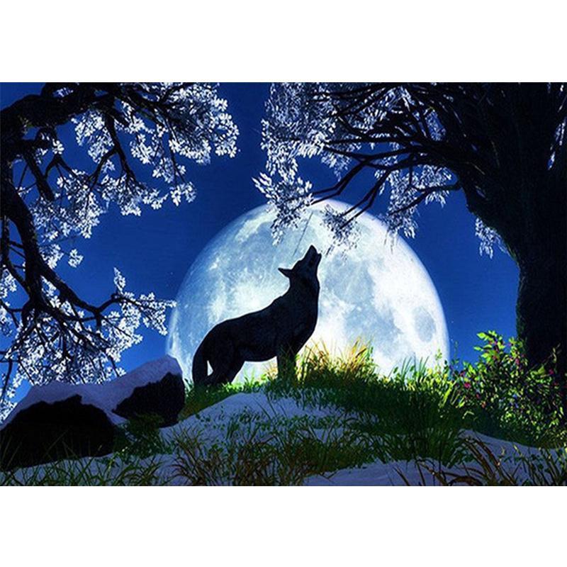 5D-Diamantmalerei, Wolf, rund, Kreuzstich, Diamantstickerei, Tiere, Perlenbild, Kits, Kunsthandwerk, Heimdekoration