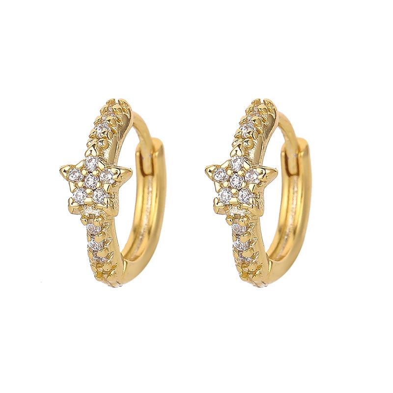 ANENJERY Women'S Fashion Jewelry Heart Circle Huggie Hoops Earrings Female Minimalist Hip Hop Ear Buckles