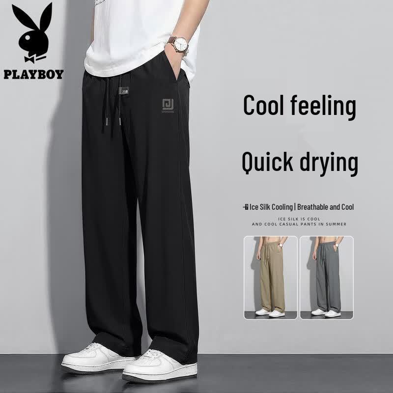 

PLAYBOY Men s 2026 Ice Silk Quick-Dry Casual Straight-Leg Pants 3XL