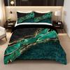 3pcs Retro Green Golden Marble 3D Printed Bedding Set Cozy Duvet Cover King Queen Twin Size Birthday Gift Bedroom Decoration