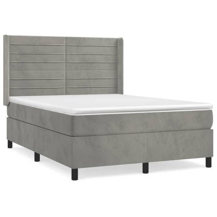 Maison Exclusive - Rete a doghe per letto e materasso Grigio chiaro 140x200cm Velluto