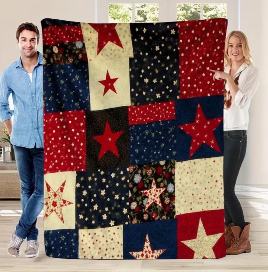 1 Piece of Soft and Warm Flannel Blanket, Suitable for Purple Tulip Flower Heart Checkered Love Flower, Purple Home Decoration