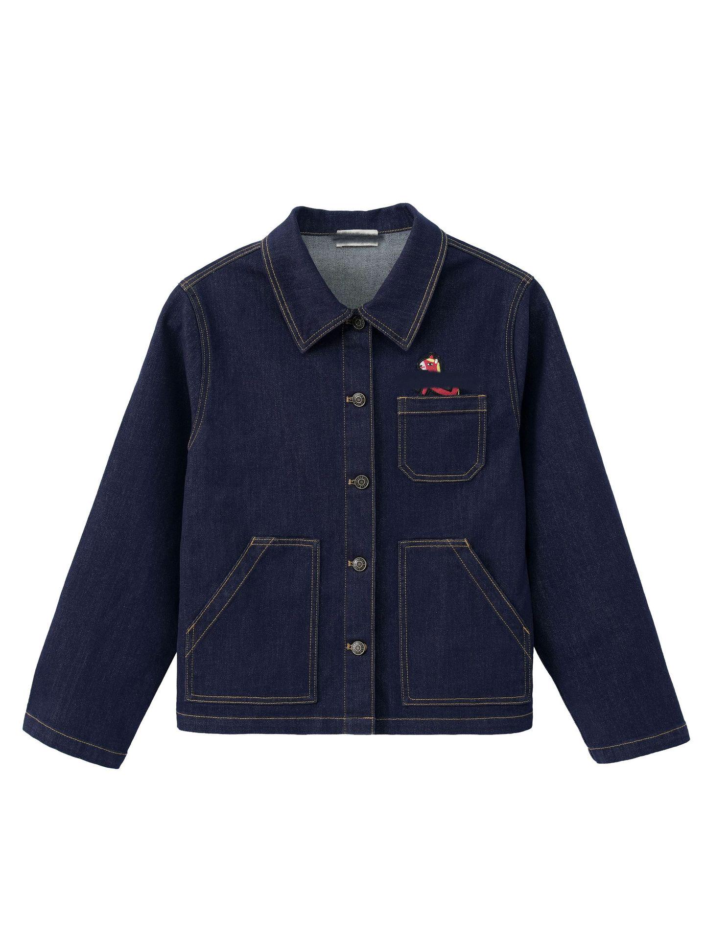 Xiao He New Year Women s Denim Jacket with Horse Embroidery Extra Large синий