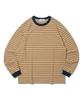 TAILOR STUDIO Britisches Klassisches Gestreiftes Langarm-T-Shirt (Senf/Elfenbein)