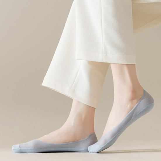 1 Pair Summer No Show Socks for Women, Thin Breathable Cotton Ice Silk Liner Socks, Non-Slip Low Cut Hidden Socks for Flats, Comfortable Invisible