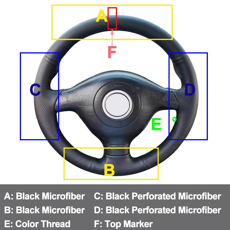 For Volkswagen Golf R32 IV 2002-2005 Hand Stitching Car Steering Wheel Cover Wrap Slip-resistant Breathable Interior Accessories