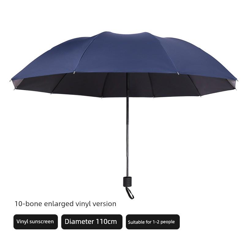 Men's and Women's Large Folding Umbrella, Dual-Purpose Sun and Rain Umbrella, Manual Opening, Black Coating for Sun Protection, Business Advertising