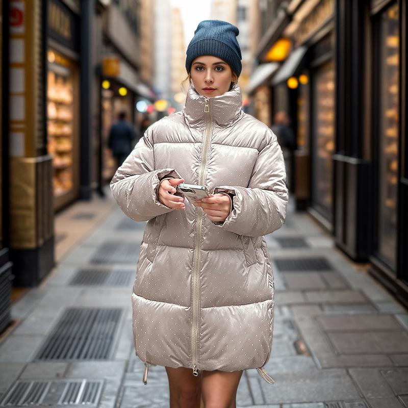 GMXIA Giacche e Cappotti da Donna Vintage Casual Tinta Unita Stampa Autunno Inverno Manica Lunga Collo Alto