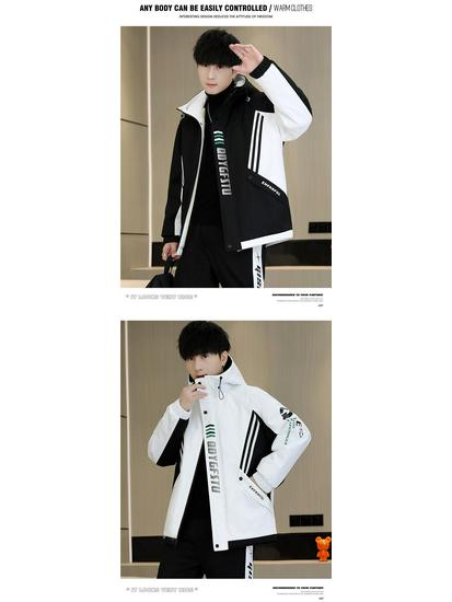 Herren Fleece-gefütterter Windbreaker - Trendige Jacke für Teenager & Mittelschüler (Frühling, Herbst, Winter)