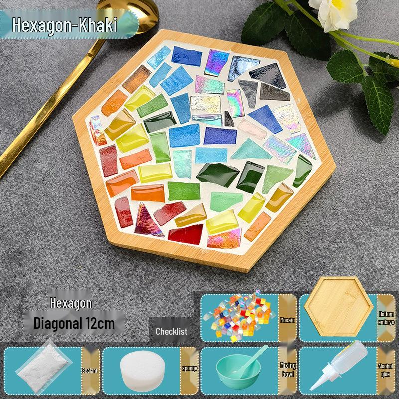Handmade Glass Mosaic Cup Mat Pixel Puzzle DIY Kit - Educational Toy